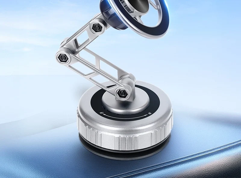 Axomag Reach scissor-arm magnetic mount in silver