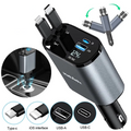 Axomag Socket 100W retractable car charger with four ports and voltage display
